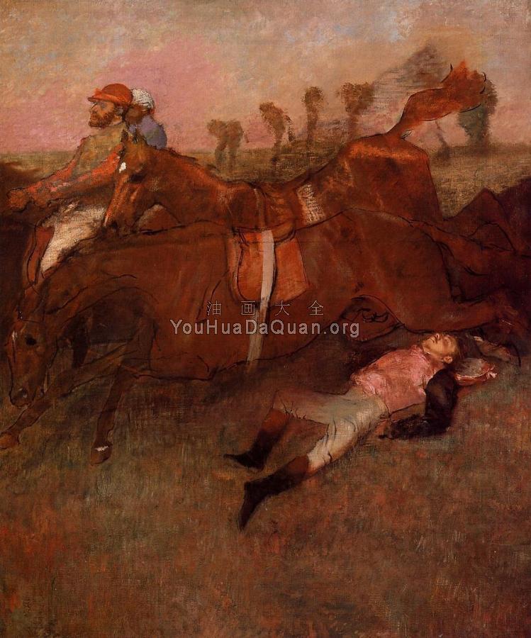 Scene from the Steeplechase   the Fallen Jockey - 埃德加·德加
